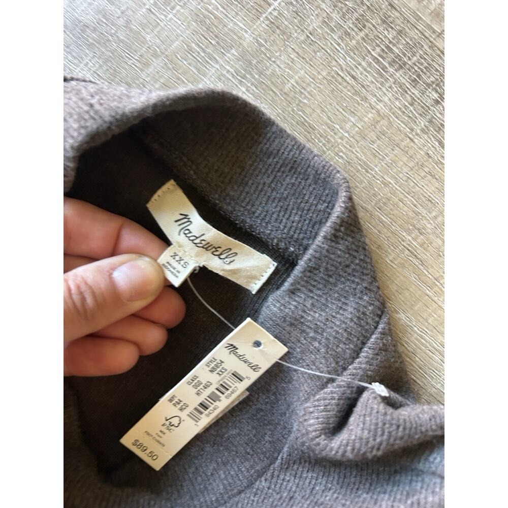 Madewell Brushed Rib Mockneck Mini Dress XXS NWT Heather Cocoa Balloon Sleeve - Picture 4 of 12
